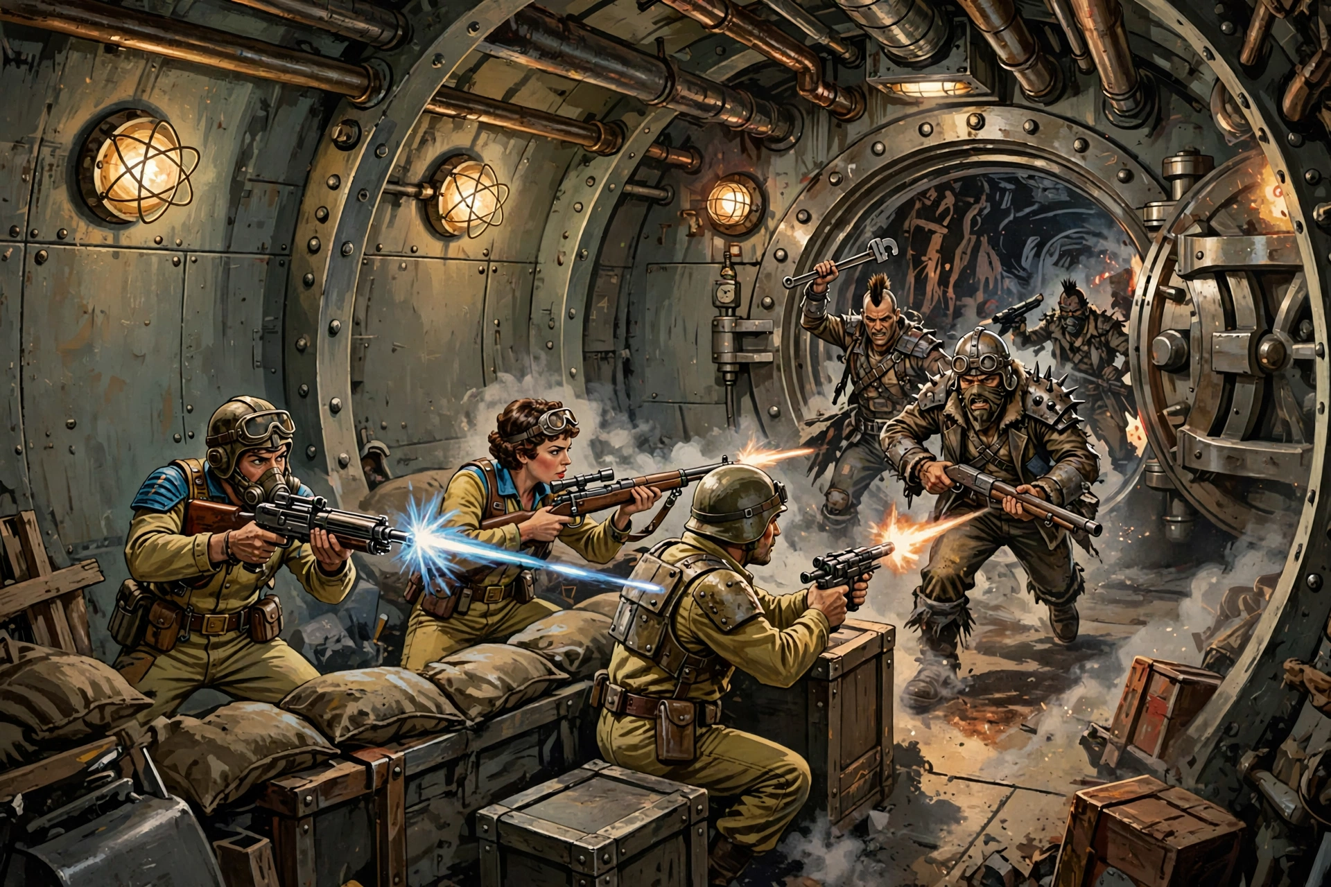 Fallout Shelter vault defense against raider attack