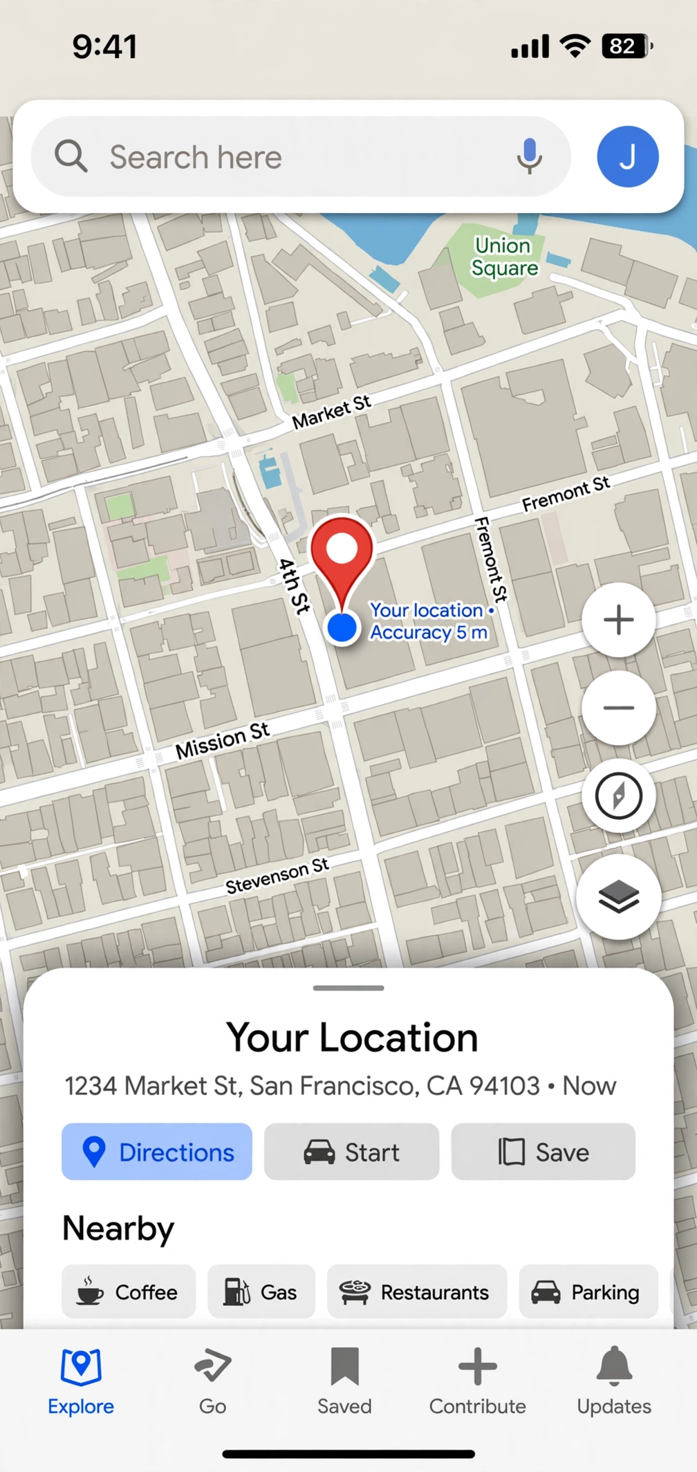 GPS Data map view with precise location pin