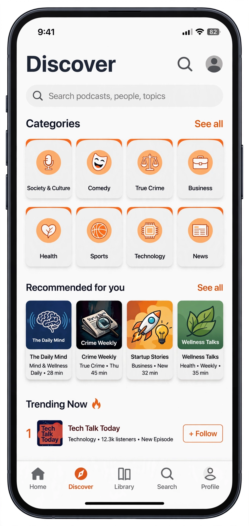 Castbox podcast discovery home screen