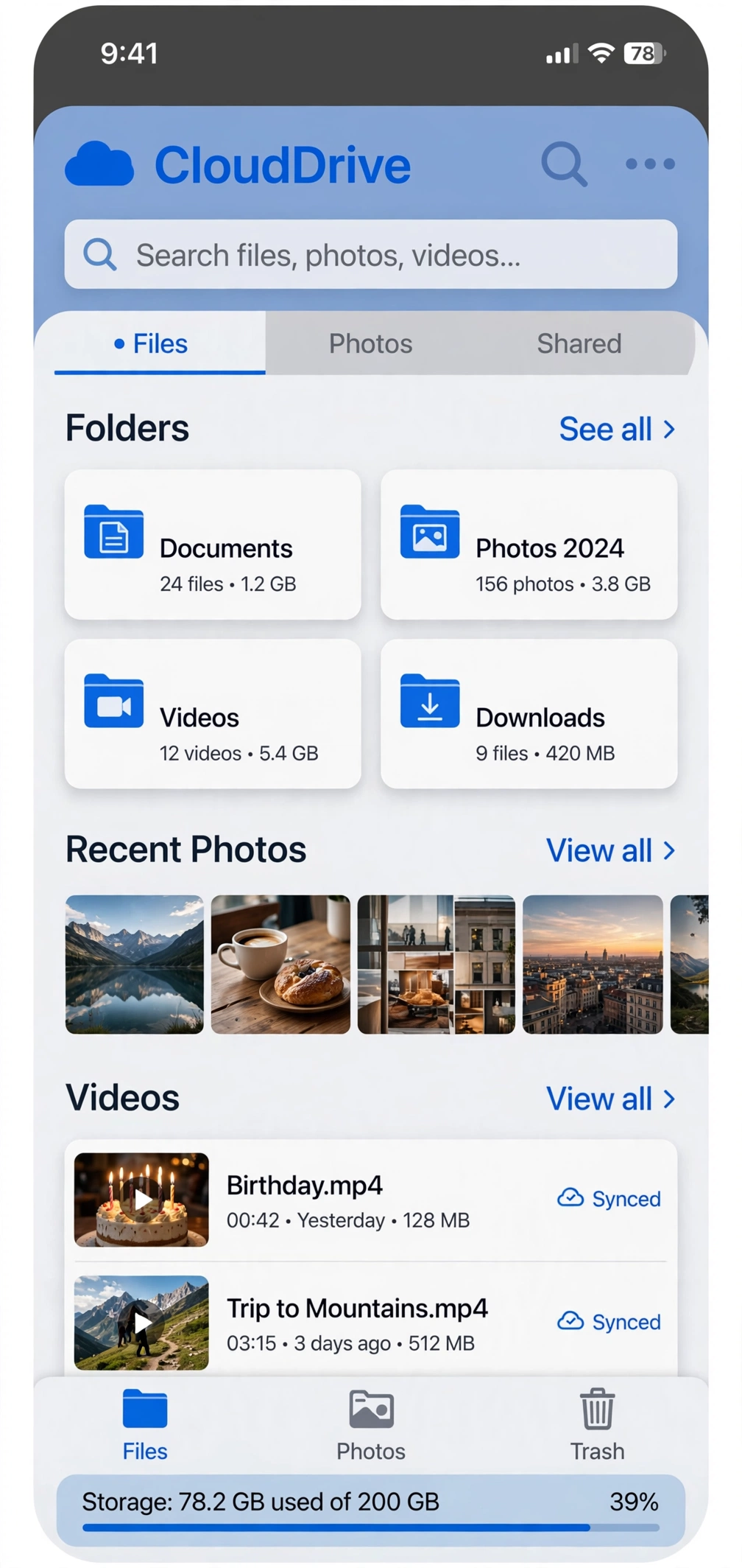 TeraBox file manager folders view