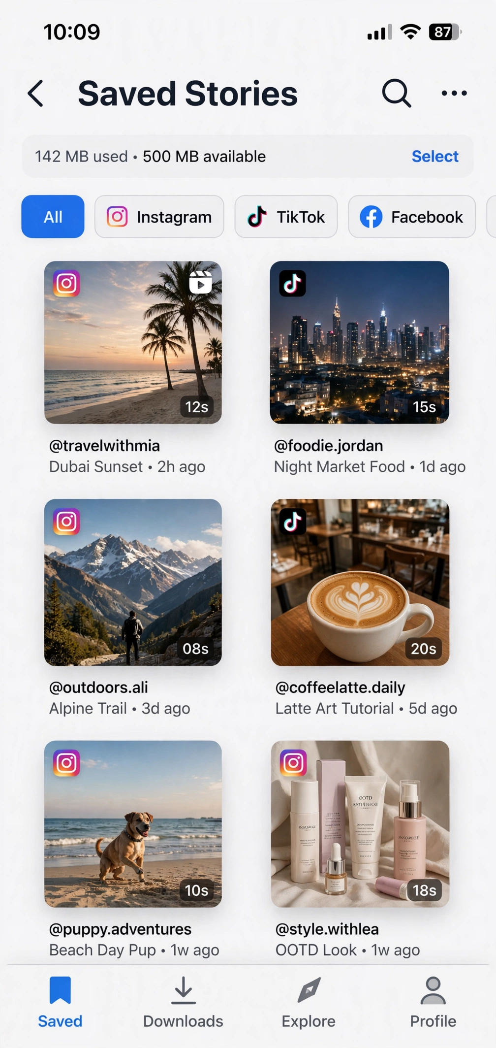 InSave mod saved stories gallery