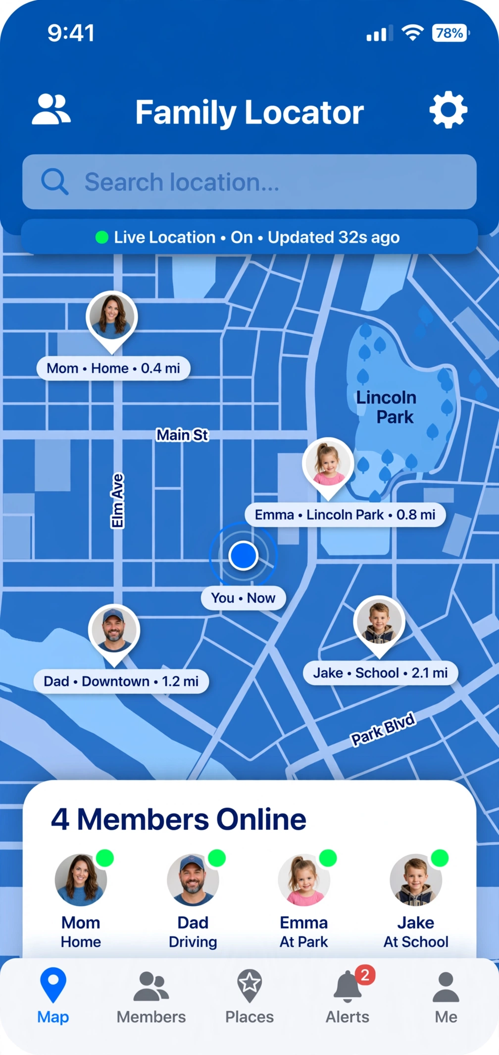 iSharing mod family map with member pins