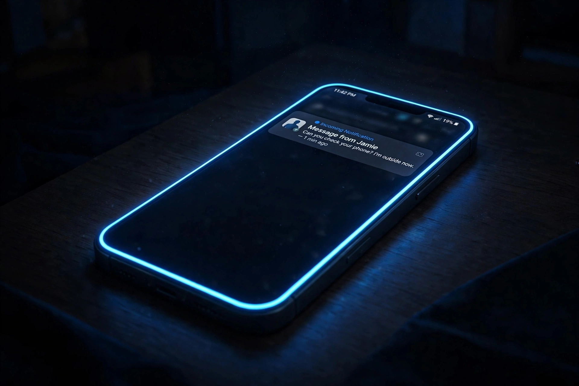 Always On Edge neon notification lighting on phone screen