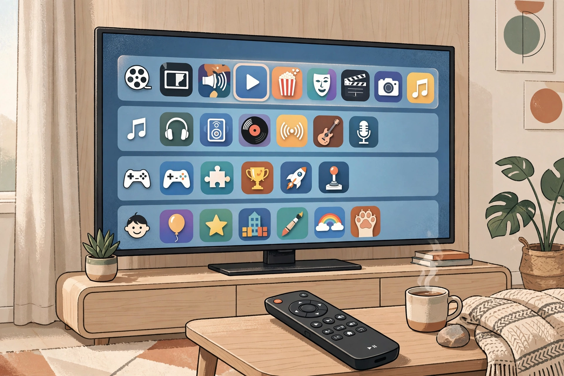 Aptoide TV storefront home screen on a television