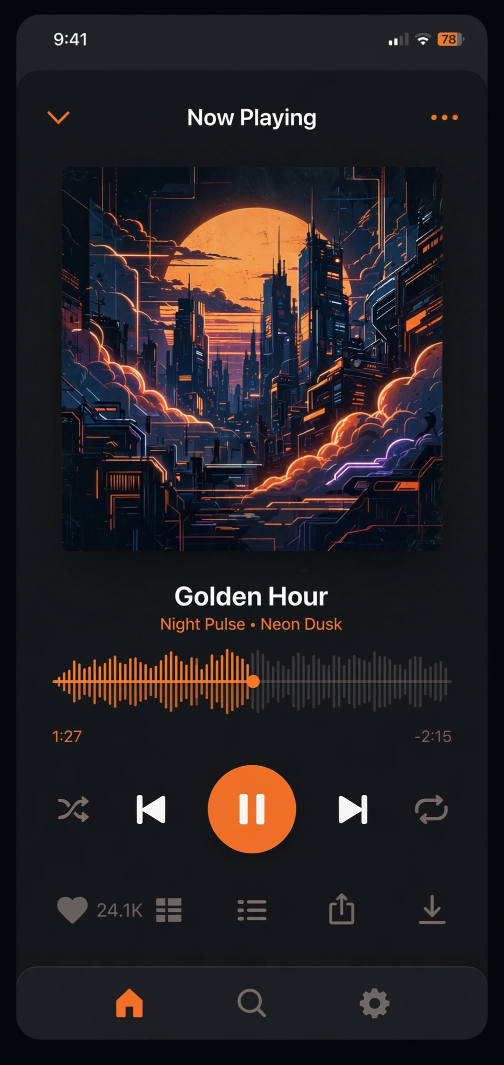Audiomack music player with artwork