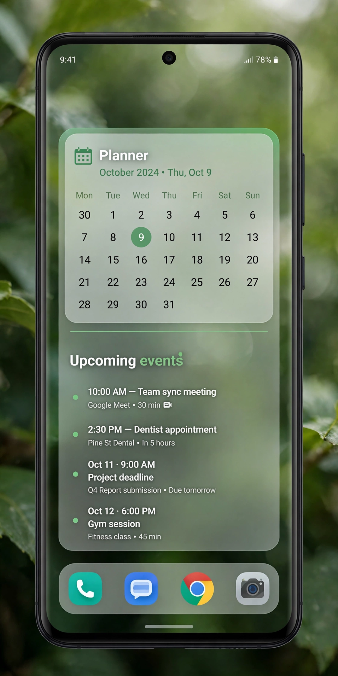 Calendar Planner dark theme schedule