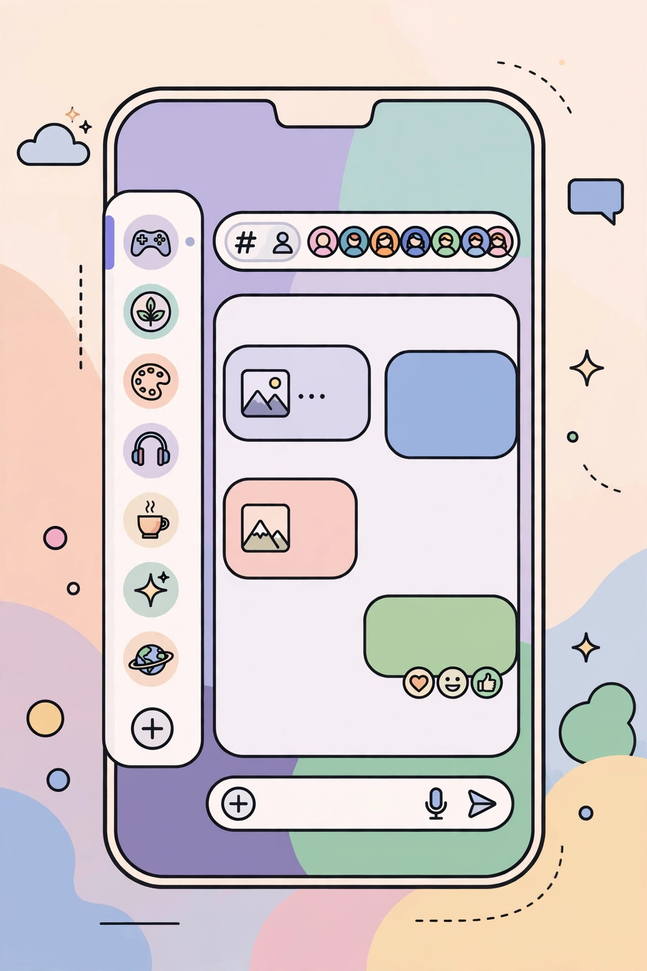 Discord app main screen with servers and channels