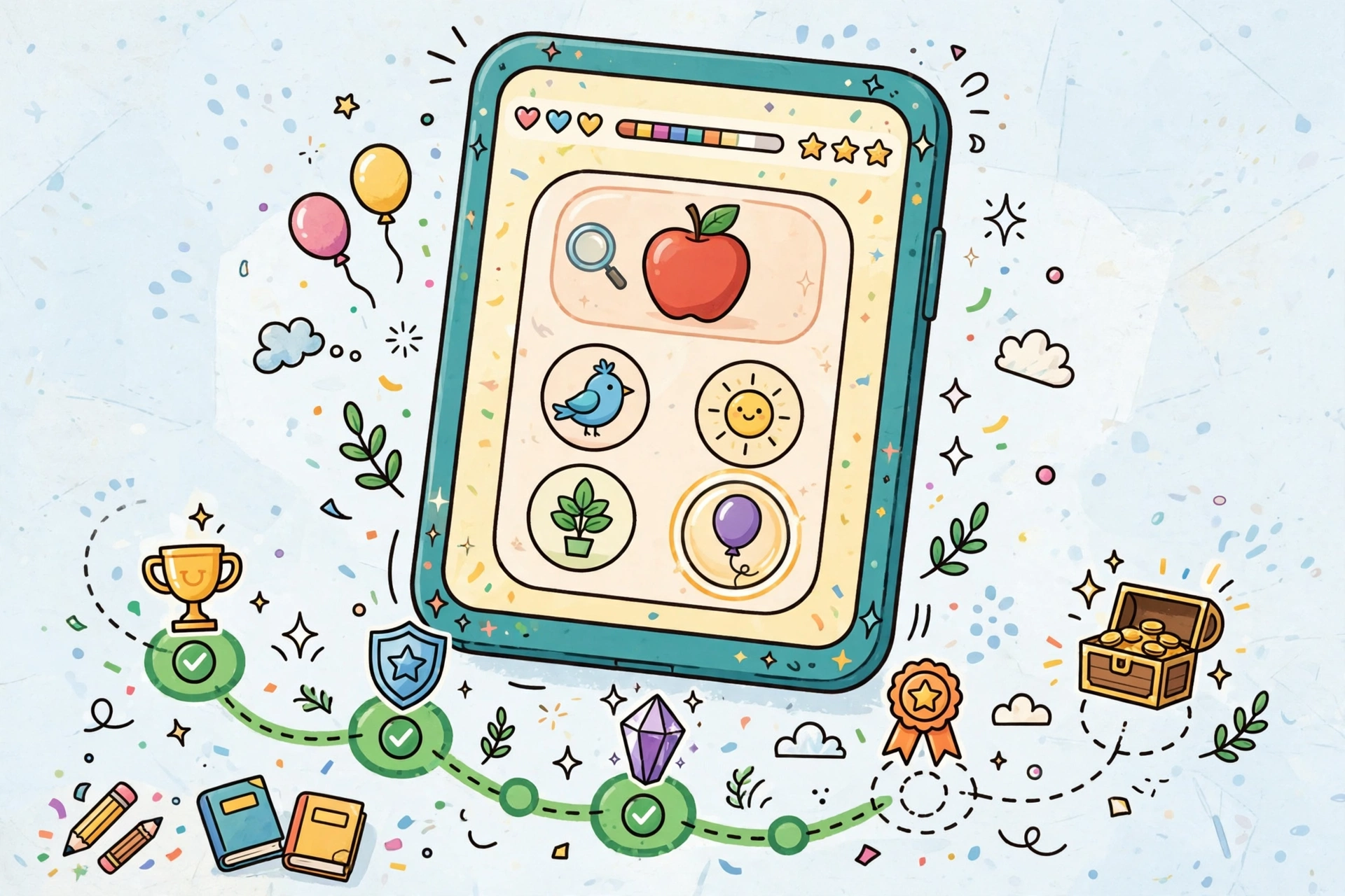 Language course selection in the app