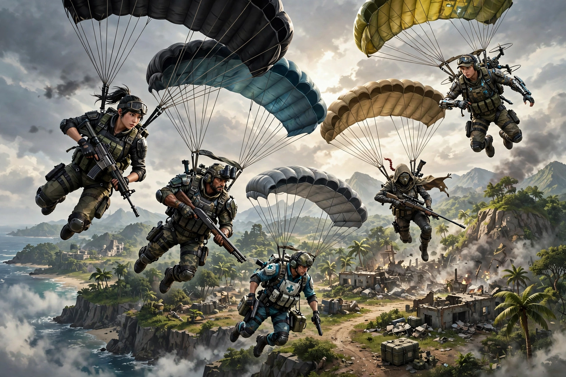 Free Fire battle royale shrinking zone fight