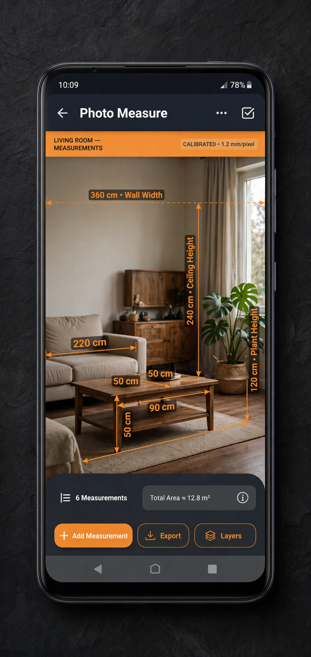 ImageMeter annotated room measurement