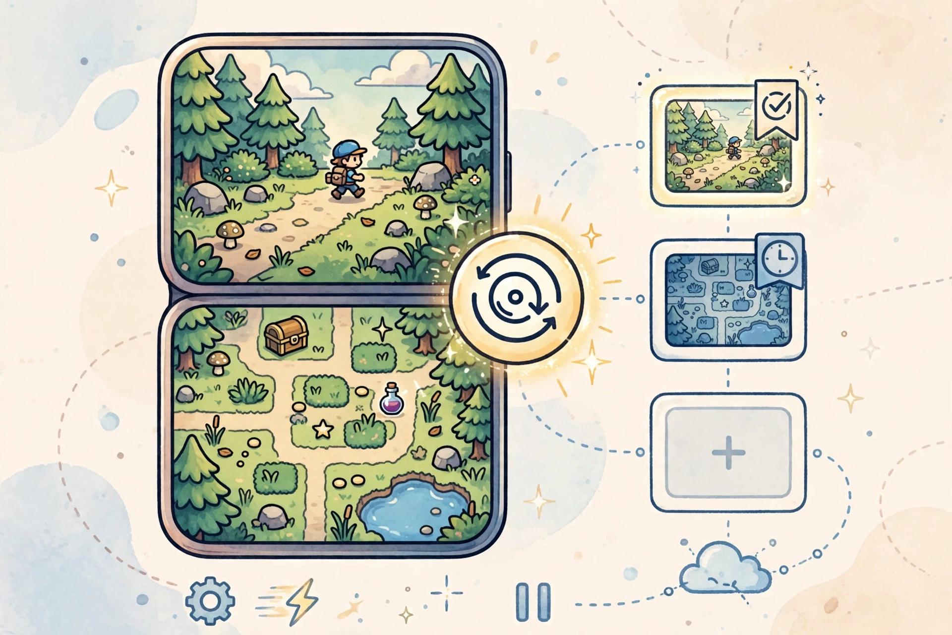 Save states and settings menu in the emulator