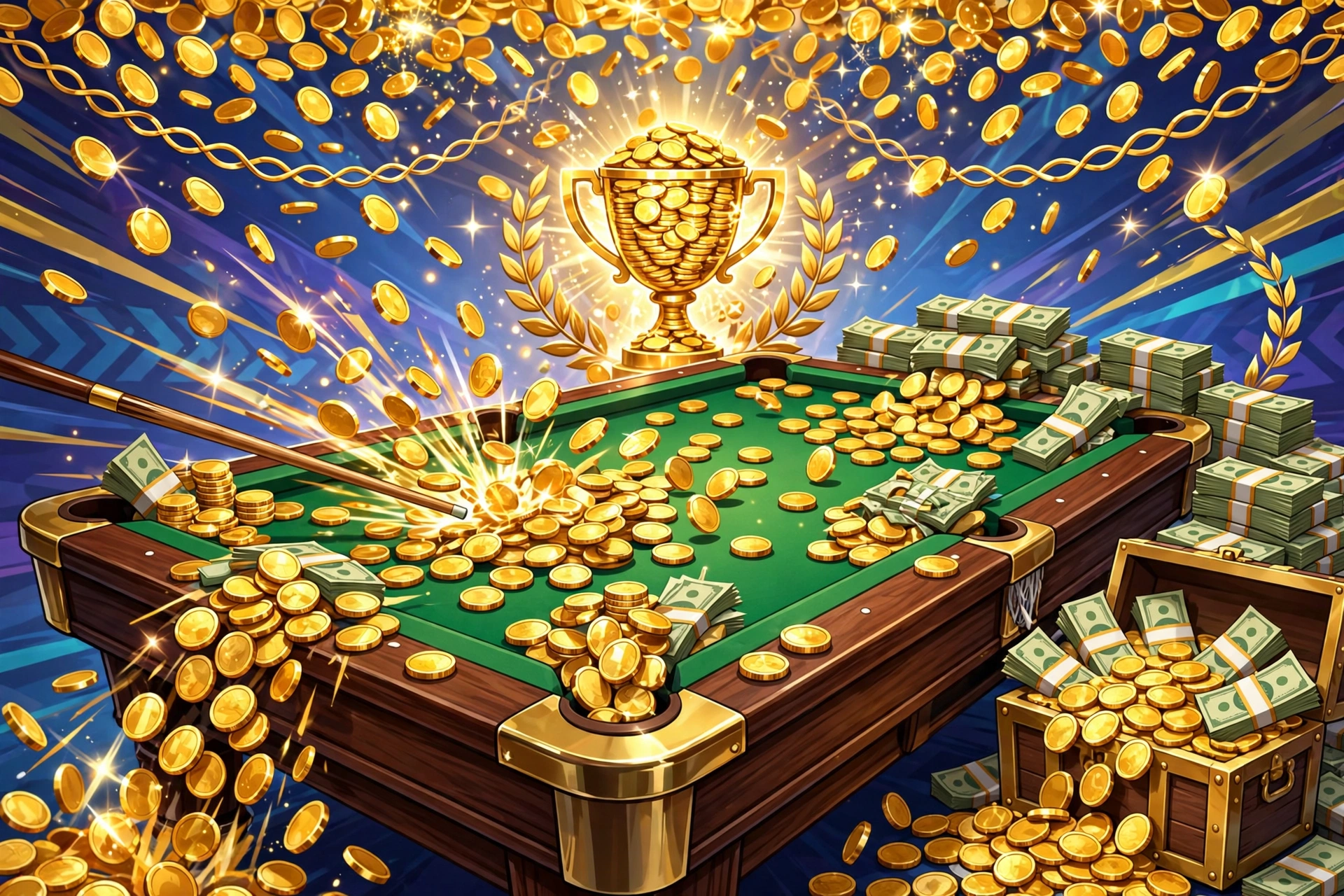 8 Ball Pool game running on Android with the extended aim guideline visible