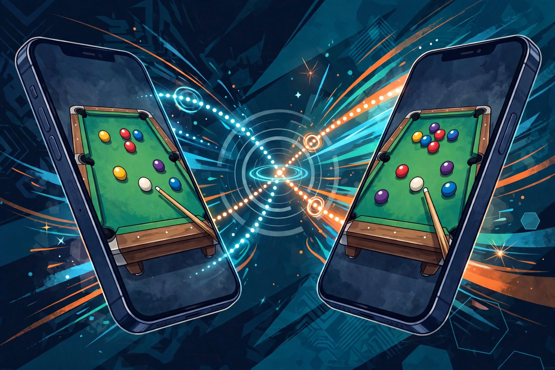 Online pool tournament lobby with multiplayer match options