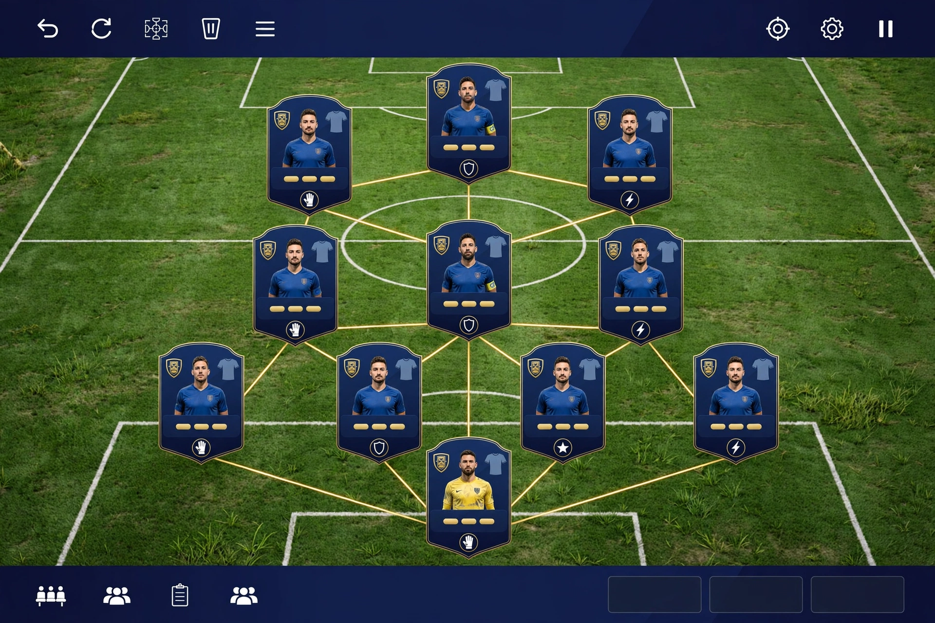 Top Eleven mod squad management screen