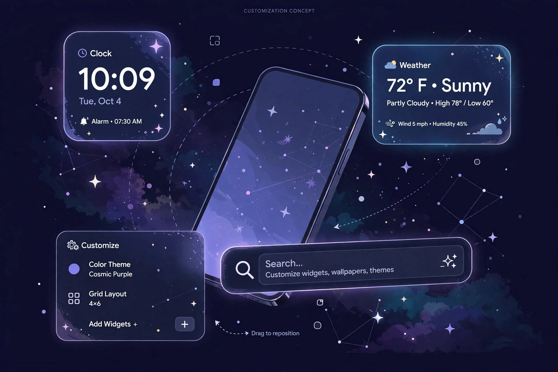 Nova Launcher modded floating widgets setup